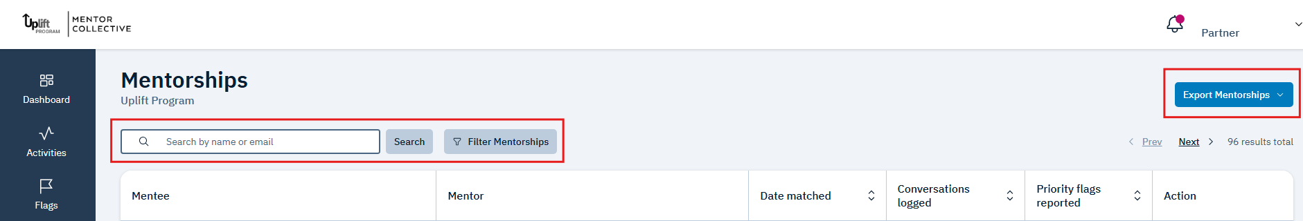 Mentorships Page - Search & Exports.png