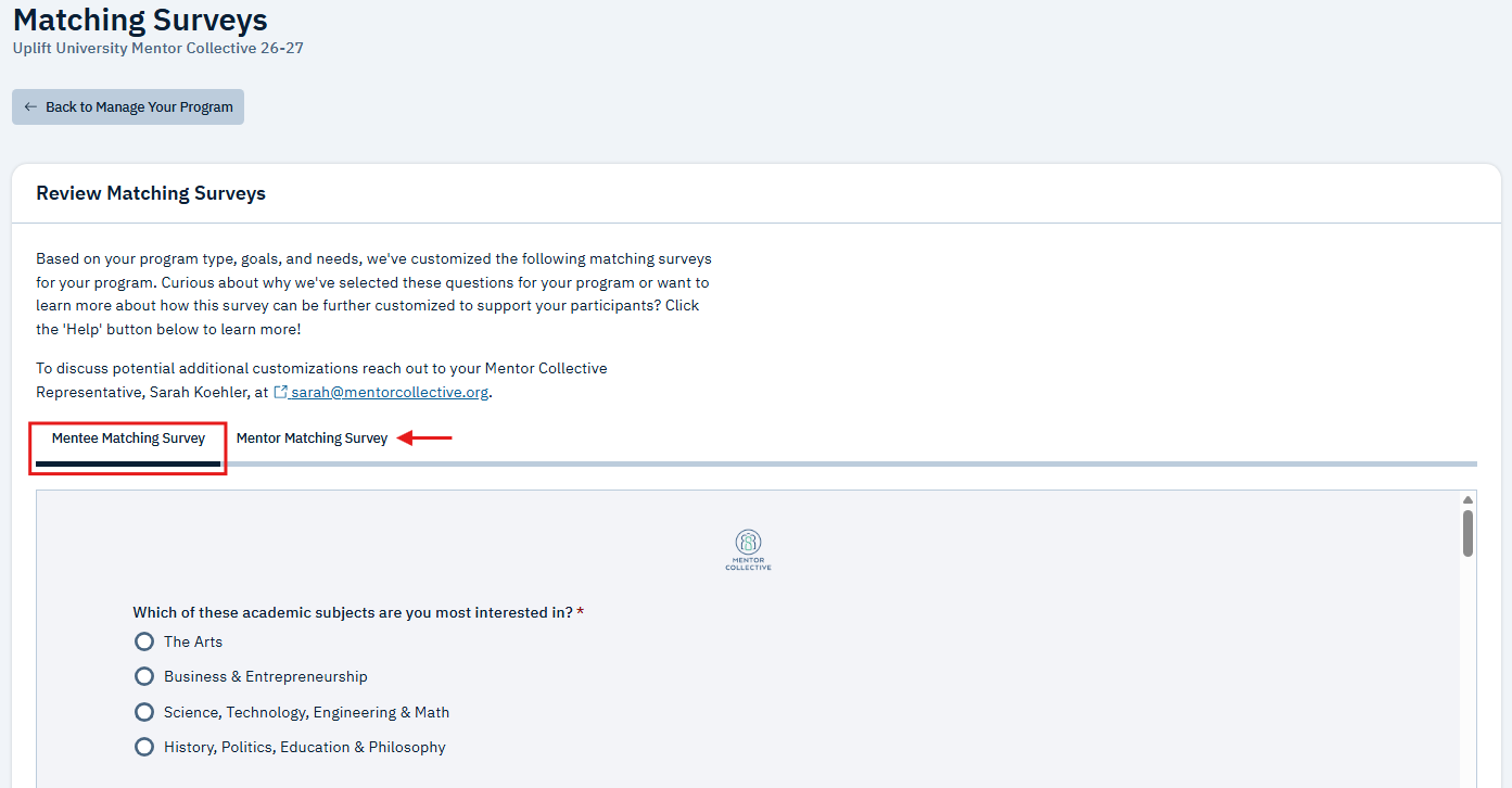 Manage Program Page - Matching Survey Preview.png