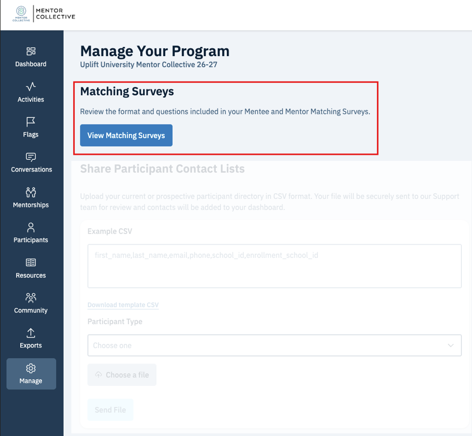 Manage Program Page - View Matching Surveys.png